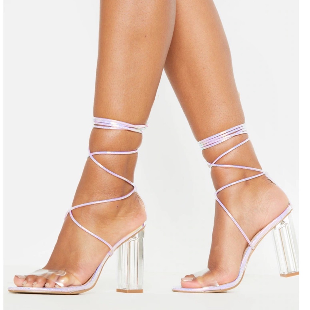 Clear iridescent heels